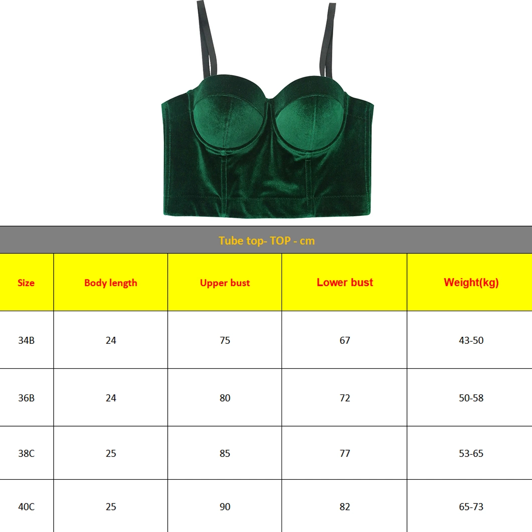 Ladies Velvet Suspender Shapewear Black Multicolor Underwire Chest Pad Sexy Underwears Outer Wear Tube Top